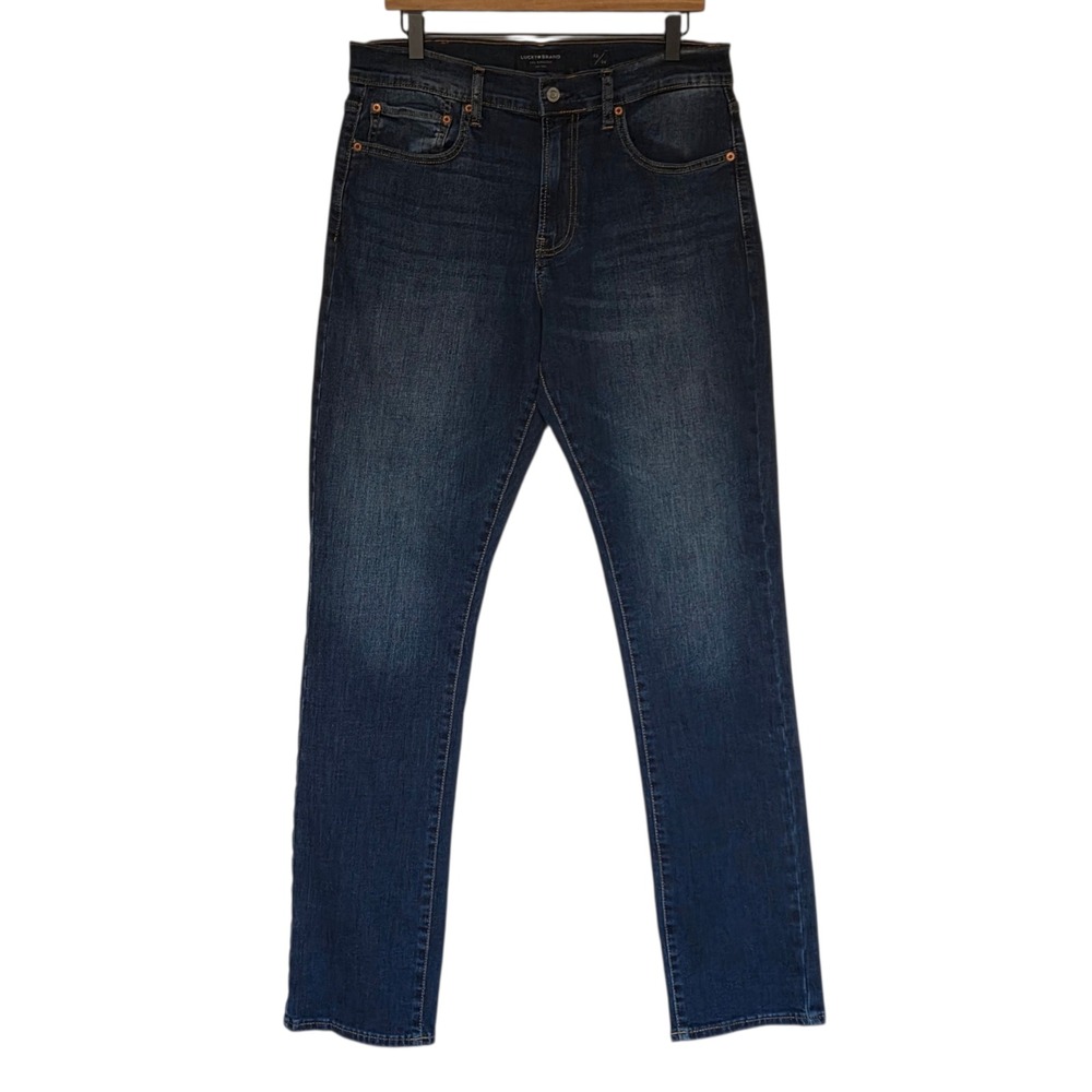 Lucky Brand Jeans Mens 32x34 Blue 410 Athletic Straight Dark Wash Denim Preppy
